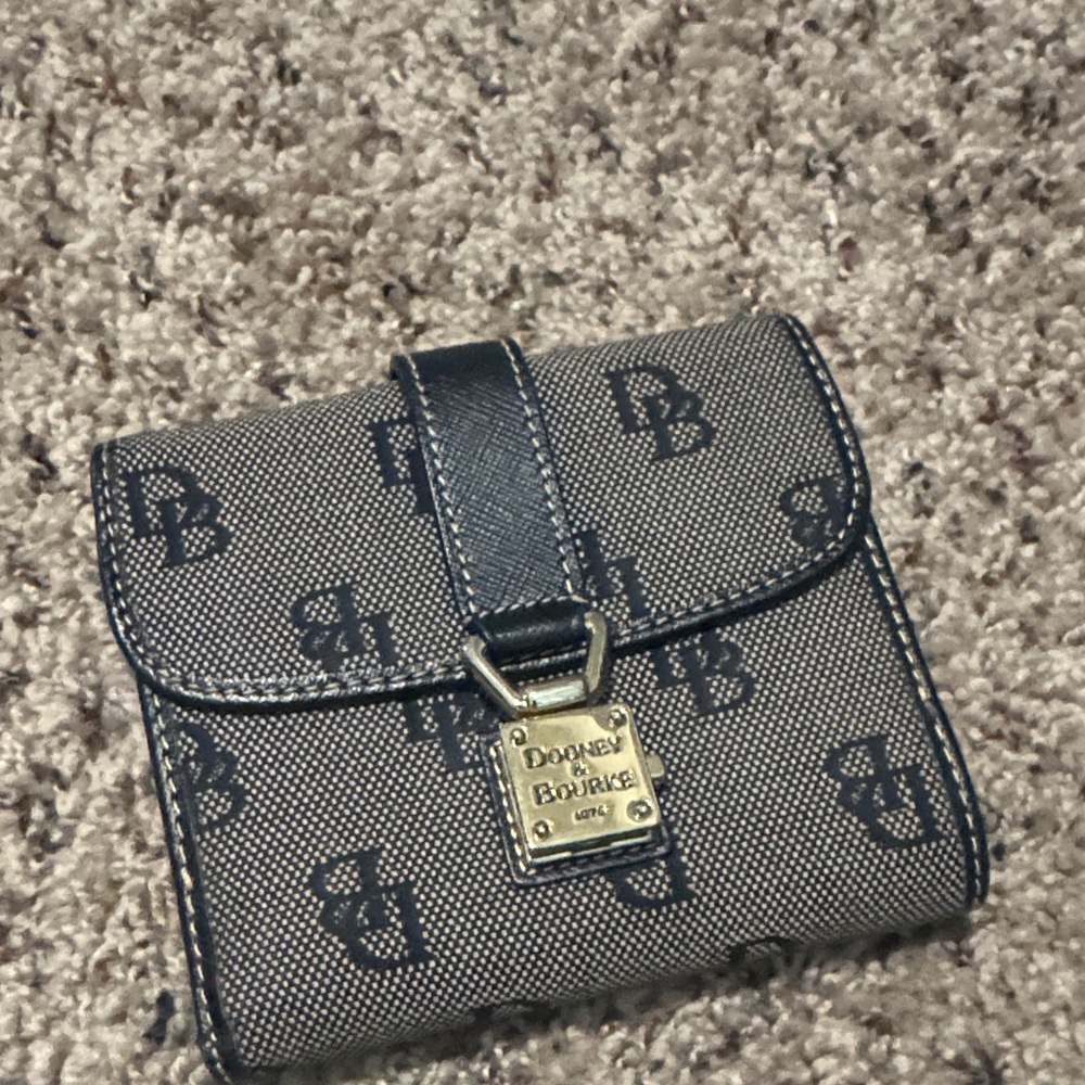 Dooney & Bourke Black and Cream Logo Wallet